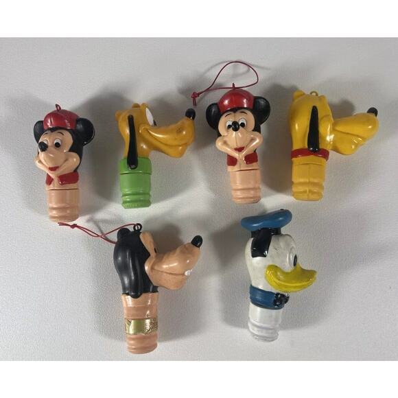 Set Of 6 Vintage 1976 Disney Candy Tube Toppers Mickey Mouse Minnie Donald Duck - Picture 1 of 11